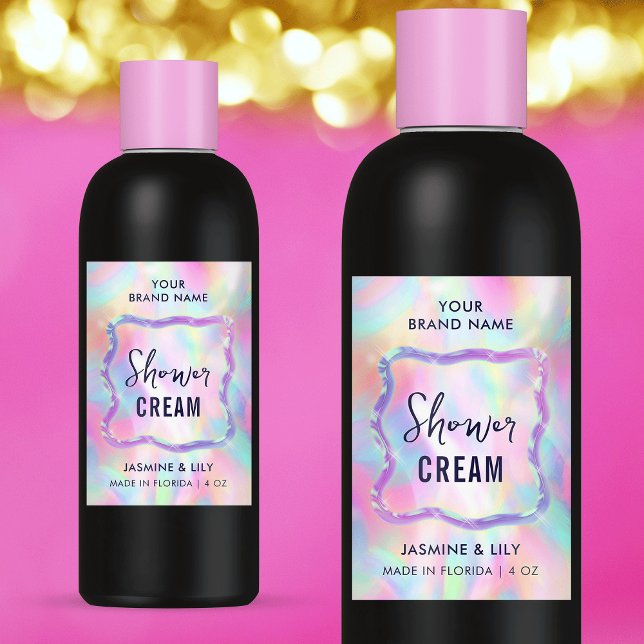 Neon Holographic Soap Shampoo Wasserdichtes Etiket Lebensmitteletikett (Holographic effect rectangle Waterproof Product Labels - great for bath & body products )