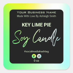 Neon Holographic Soy Candle Labels Quadratischer Aufkleber