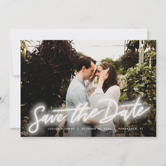 Neon Horizontales Foto Einladung (Vorderseite)