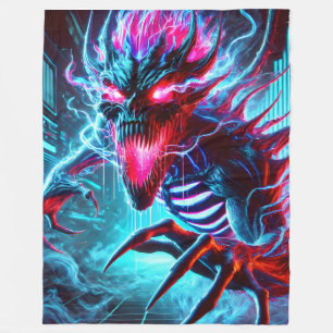 Neon-Horror-Monster Glühende Augen Cyberpunk Dunkl Fleecedecke