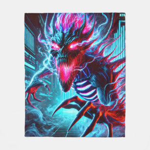 Neon-Horror-Monster-glühende Augen Cyberpunk-Dunkl Fleecedecke