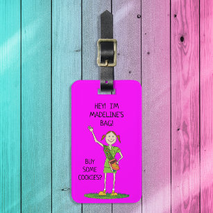 Neon HOT PINK Girl Scout JUNIOR   Benutzerdefinier Gepäckanhänger