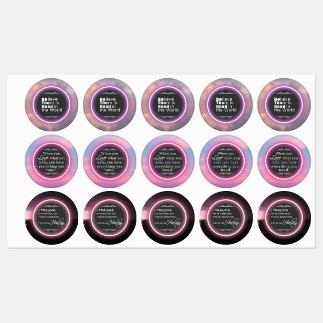 Neon Hot Pink Motivation Labels Etiketten (Blatt)
