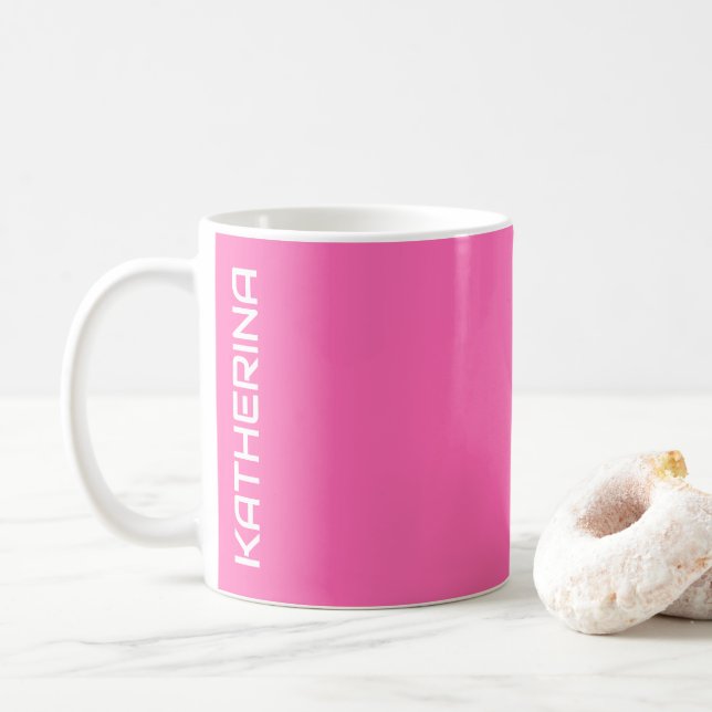 Neon Hot Pink Solid Color | Klassisches Personalis Kaffeetasse (Mit Donut)