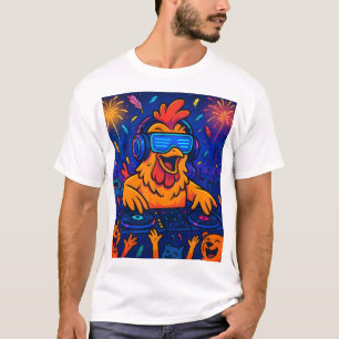 Neon-Hühner-DJ-Rave-Party-T-Shirt T-Shirt