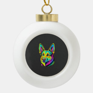Neon-Hund Bunt Vektor-Porträt Keramik Kugel-Ornament