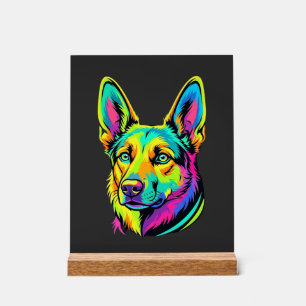 Neon-Hund Buntes Vektorporträt Acrylschild