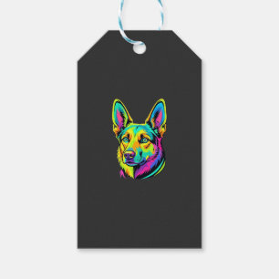 Neon-Hund Buntes Vektorporträt Geschenkanhänger