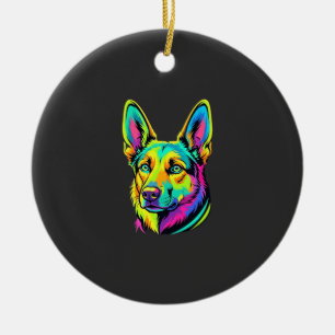 Neon-Hund Buntes Vektorporträt Keramik Ornament