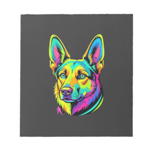 Neon-Hund Buntes Vektorporträt Notizblock