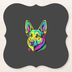 Neon-Hund Buntes Vektorporträt Untersetzer