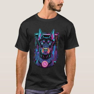Neon-Hund Cyberpunk-Porträt Vektor Kunst T-Shirt