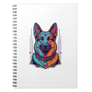 Neon-Hundeporträt Vintage-Gravur Grafik_1 Notizblock