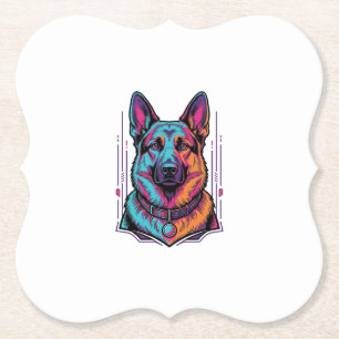 Neon-Hundeporträt Vintage-Stich Grafik_1 Untersetzer