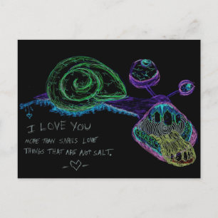 Neon I Liebe You Snail Postcard Postkarte