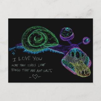 Neon I Liebe You Snail Postcard Postkarte