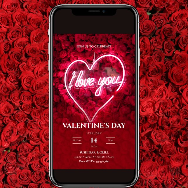 Neon I Love You Valentine's Day Invitation (Créateur téléchargé)