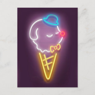 Neon Ice Cream Dog Ankündigungspostkarte
