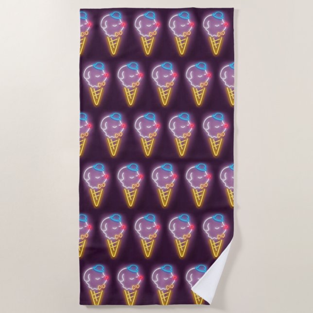 Neon Ice Cream Dog Strandtuch (Vorderseite)