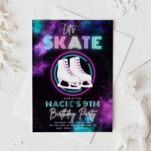 Neon Ice Skaten Einladung   Ice Skaten Birthday
