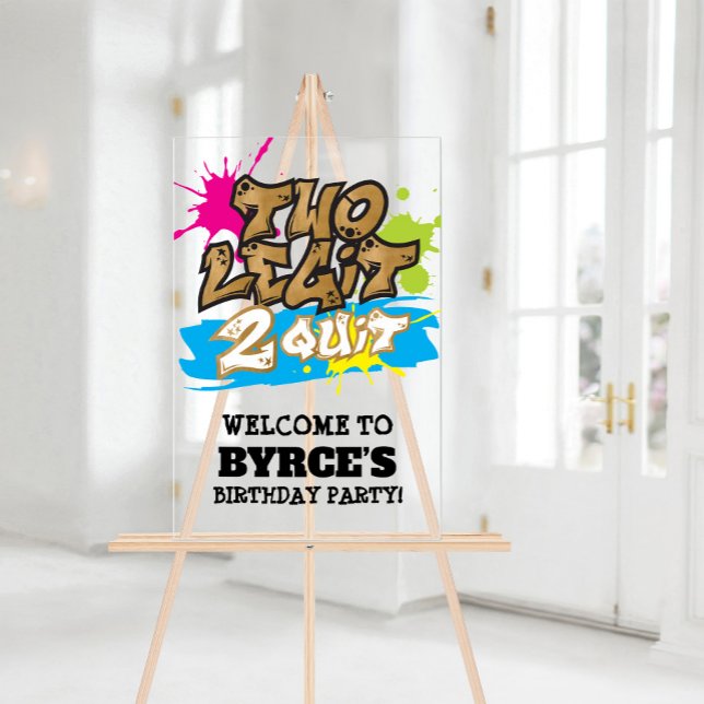 Neon Imitats Gold Zwei Legit 2 Beenden Willkommen Acrylschild (Neon Faux Gold Two Legit 2 Quit Welcome Acrylic Sign)