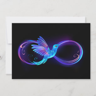 Neon Infinity Symbol mit dem leuchtenden Hummingbi Ankündigung