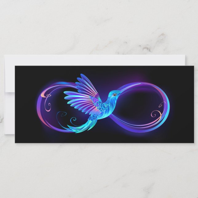 Neon Infinity Symbol mit dem leuchtenden Hummingbi Ankündigung (Vorderseite)
