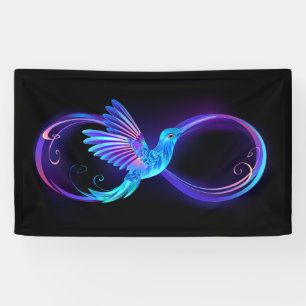 Neon Infinity Symbol mit dem leuchtenden Hummingbi Banner
