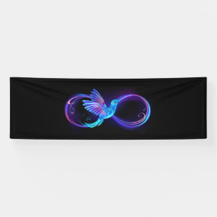 Neon Infinity Symbol mit dem leuchtenden Hummingbi Banner