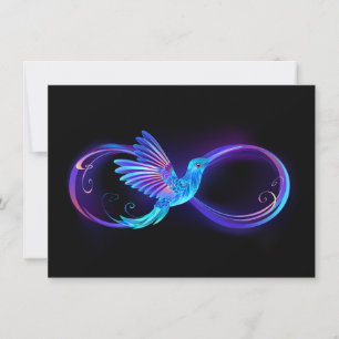 Neon Infinity Symbol mit dem leuchtenden Hummingbi Dankeskarte
