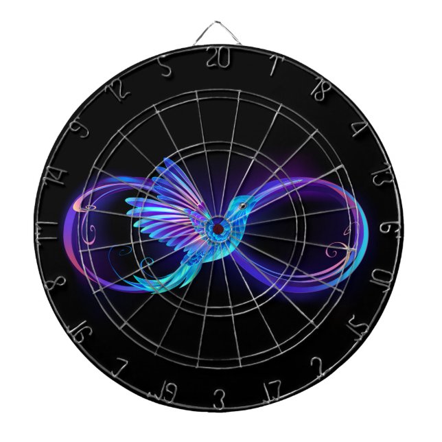 Neon Infinity Symbol mit dem leuchtenden Hummingbi Dartscheibe (vorne)