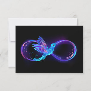 Neon Infinity Symbol mit dem leuchtenden Hummingbi Einladung