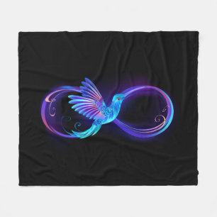 Neon Infinity Symbol mit dem leuchtenden Hummingbi Fleecedecke
