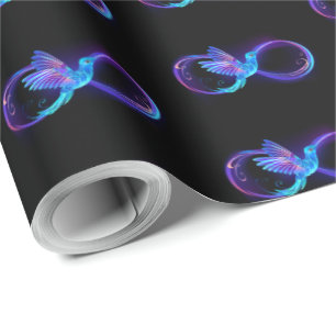 Neon Infinity Symbol mit dem leuchtenden Hummingbi Geschenkpapier