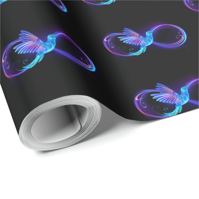 Neon Infinity Symbol mit dem leuchtenden Hummingbi Geschenkpapier (Rolleneckpunkt)