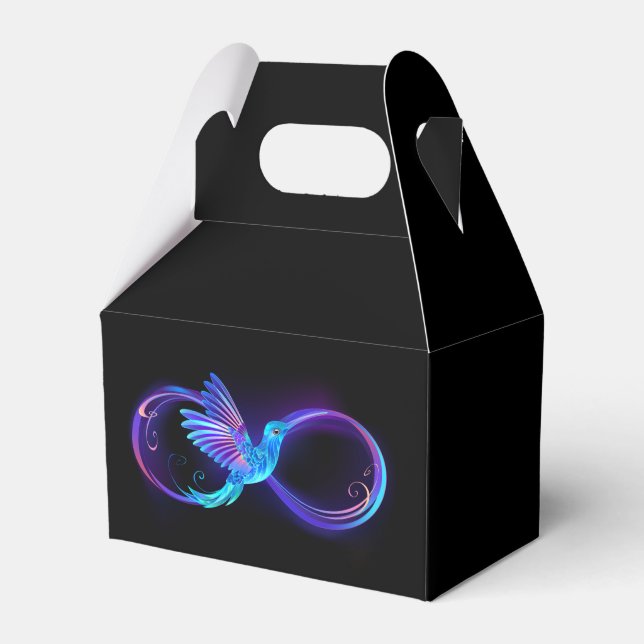 Neon Infinity Symbol mit dem leuchtenden Hummingbi Geschenkschachtel (Vorderseite)