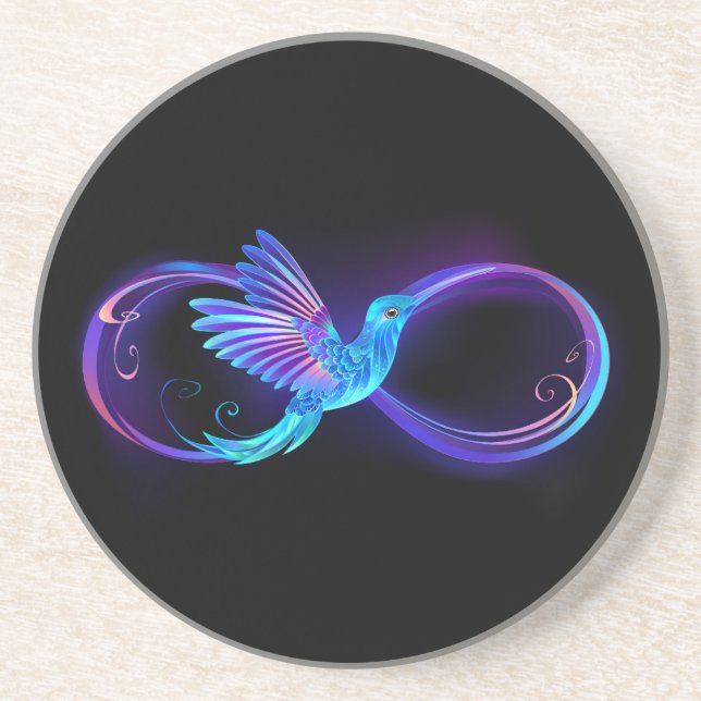 Neon Infinity Symbol mit dem leuchtenden Hummingbi Getränkeuntersetzer (Vorne)