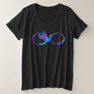 Neon Infinity Symbol mit dem leuchtenden Hummingbi Große Größe T-Shirt