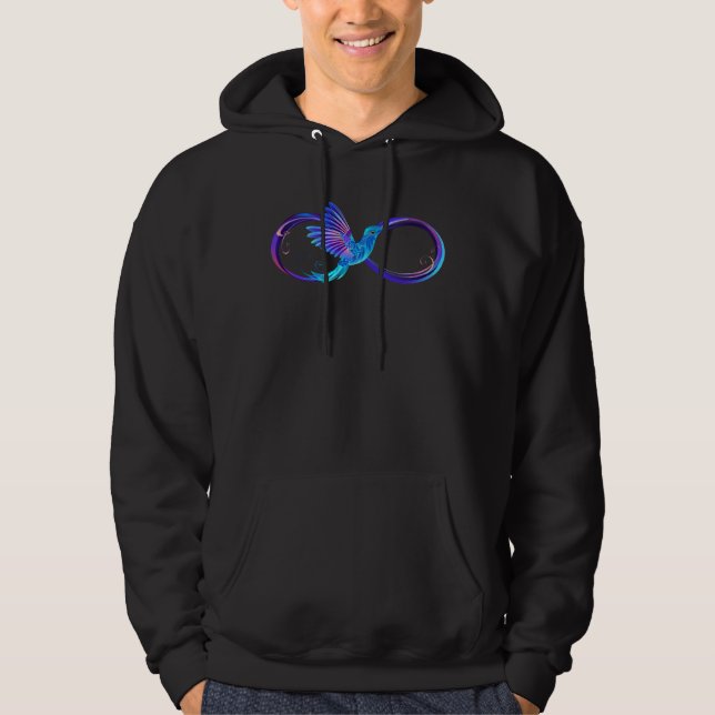 Neon Infinity Symbol mit dem leuchtenden Hummingbi Hoodie (Vorderseite)