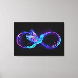 Neon Infinity Symbol mit dem leuchtenden Hummingbi Leinwanddruck