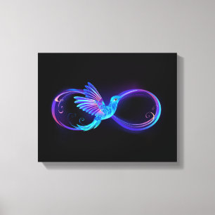 Neon Infinity Symbol mit dem leuchtenden Hummingbi Leinwanddruck