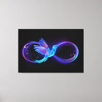 Neon Infinity Symbol mit dem leuchtenden Hummingbi