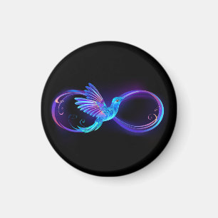 Neon Infinity Symbol mit dem leuchtenden Hummingbi Magnet