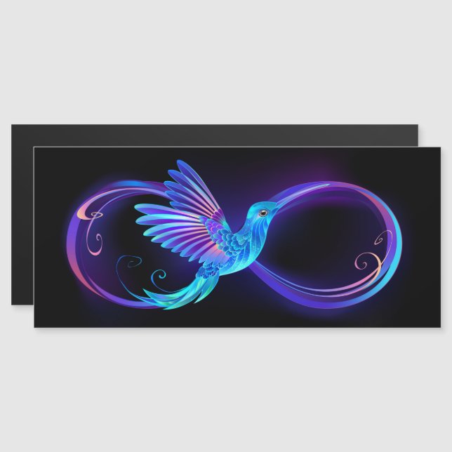 Neon Infinity Symbol mit dem leuchtenden Hummingbi Magneteinladung (Vorne/Hinten)