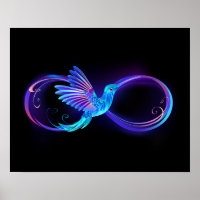 Neon Infinity Symbol mit dem leuchtenden Hummingbi