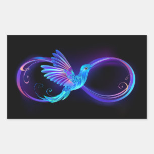 Neon Infinity Symbol mit dem leuchtenden Hummingbi Rechteckiger Aufkleber