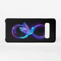 Neon Infinity Symbol mit dem leuchtenden Hummingbi