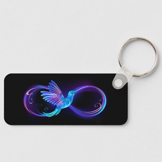 Neon Infinity Symbol mit dem leuchtenden Hummingbi Schlüsselanhänger (Vorderseite)