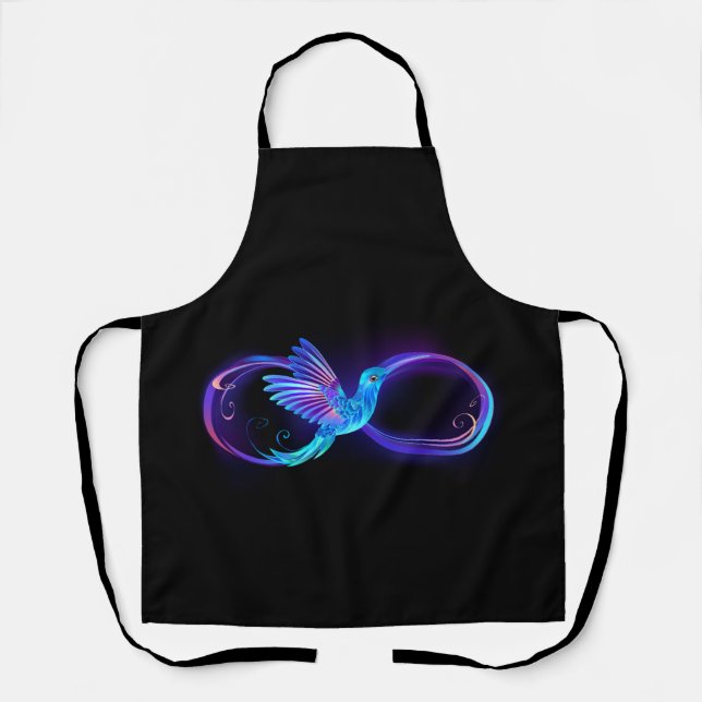 Neon Infinity Symbol mit dem leuchtenden Hummingbi Schürze (Vorderseite)