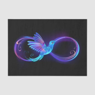 Neon Infinity Symbol mit dem leuchtenden Hummingbi Seidenpapier